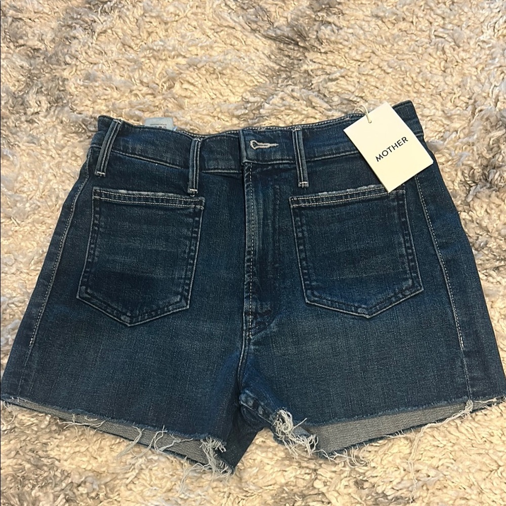 MOTHER Women's Dark Blue Jean Shorts